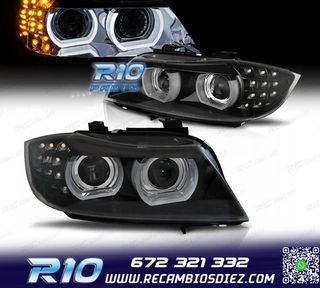 FAROS XENON OJOS ANGEL 3D BMW E90 E91 08-12 FONDO NEGRO