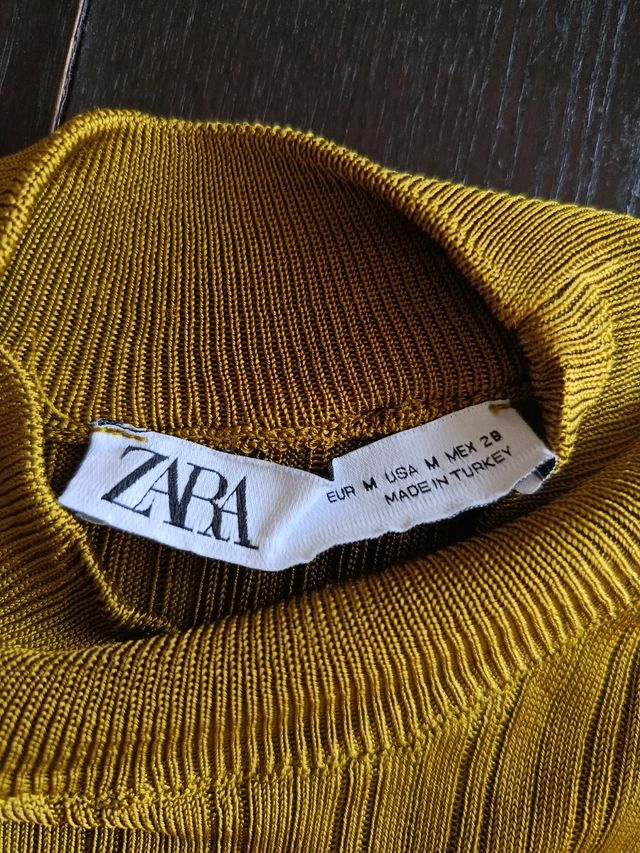 Jersey de punto Zara - Talla M Color caqui/dorado
