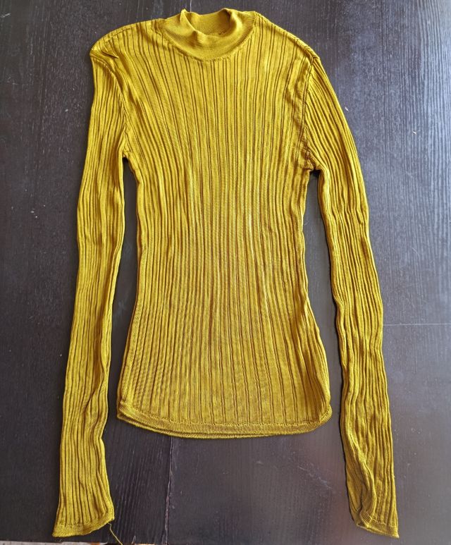 Jersey de punto Zara - Talla M Color caqui/dorado