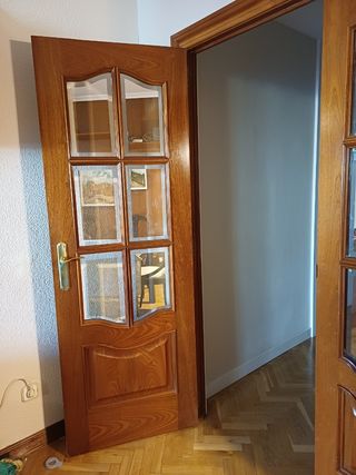 Puerta salón doble de madera con cristal