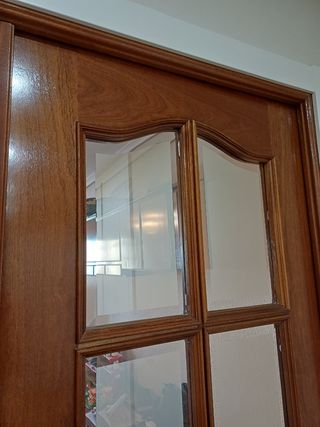 Puerta salón doble de madera con cristal