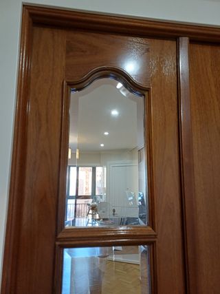 Puerta salón doble de madera con cristal