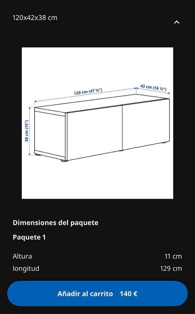 Mueble BESTA IKEA negro-marrón con cristal