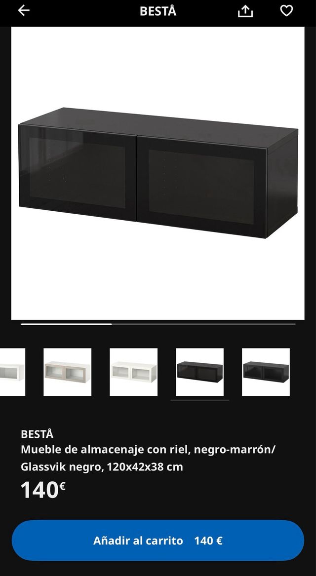 Mueble BESTA IKEA negro-marrón con cristal