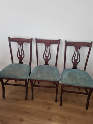 Juego 6 Sillas Comedor Madera Oscura
