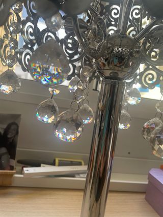 Lámpara de mesa acero y cristal
