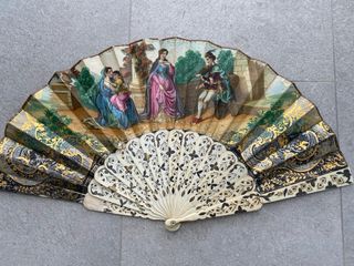 Abanico antiguo S.XIX pintado a mano