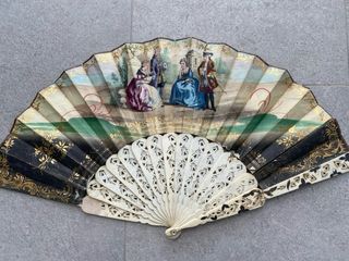 Abanico antiguo S.XIX pintado a mano