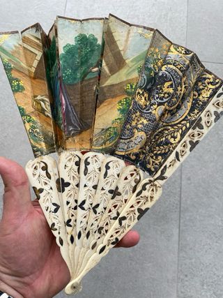Abanico antiguo S.XIX pintado a mano