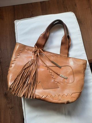 Bolso Adolfo Dominguez Piel Beige/Marrón
