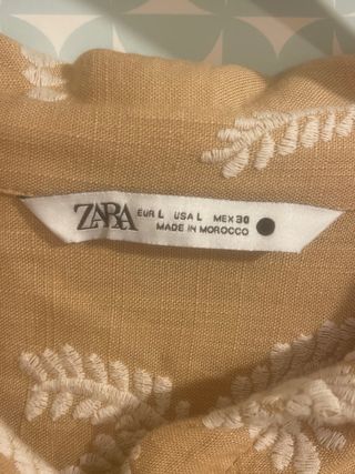 Zara Camisa Bordada Palmeras Beige XS