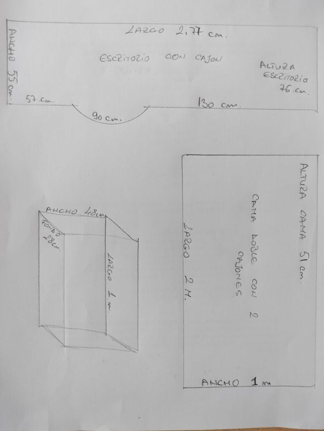 Muebles dormitorio infantil, doble cama y escritor