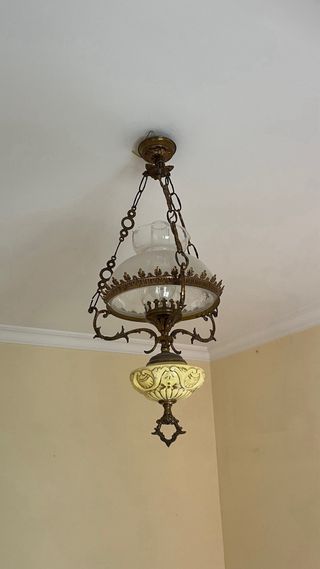 Lámpara colgante vintage metal y cerámica