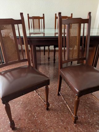 Mesa extensible madera y 4 sillas