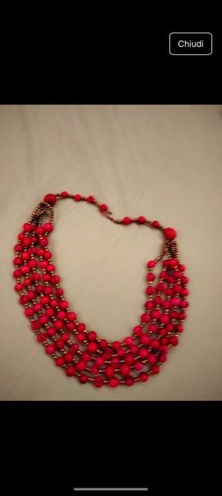 Collana multistrato rossa e oro