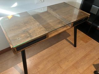 Escritorio madera y cristal con cajones