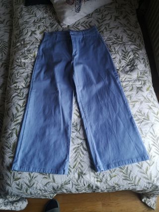 Pantalón campana azul mujer