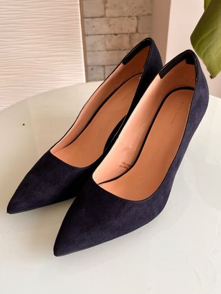 Zapatos de salón Zara azul marino antelina 