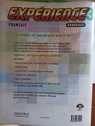 Libro de ejercicios de francés Expérience 3.
