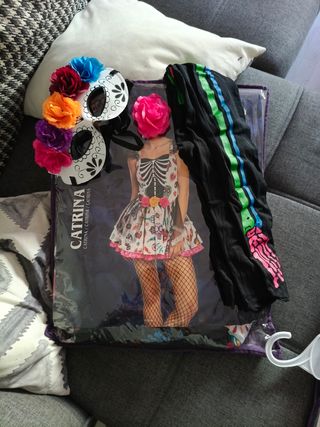 Disfraz Catrina con Máscara medias