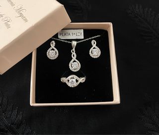 Conjunto Plata 925: Collar, Pendientes y Anillo