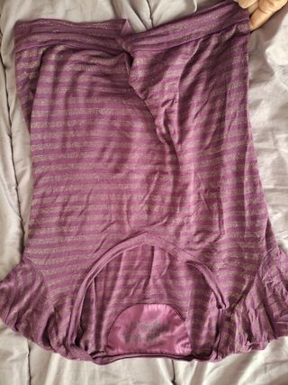 Top fiesta Bershka rayas doradas morado