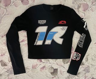 Camiseta Bershka Negra Manga Larga Talla M