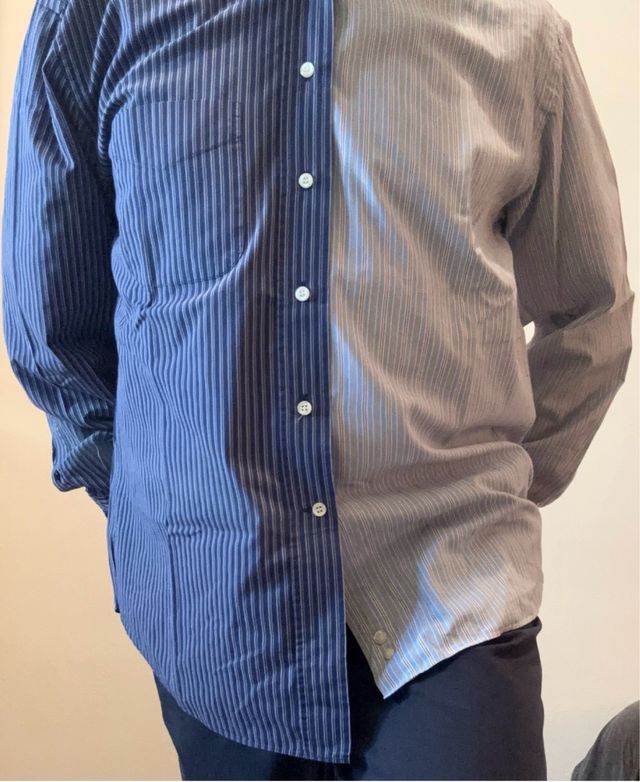 Due camicie a righe, a manica lunga, in cotone 42