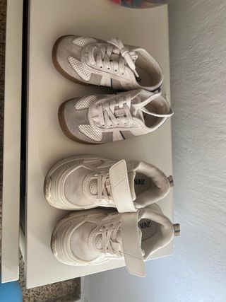 Zapatillas deportivas beige y blancas