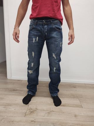 Jeans Uomo NSK Blu Denim Distressed Taglia 36 IT46
