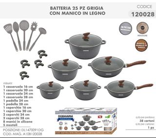 Set Pentole DGBAVARIA 25pz Grigia Legno