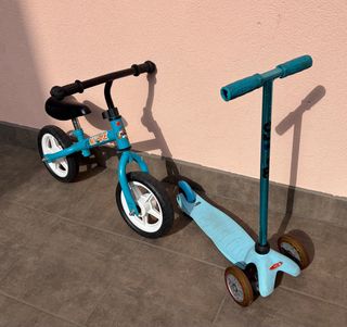 Bici sin pedales y patinete infantil