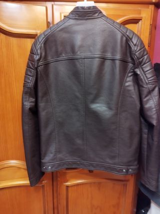 Cazadora efecto piel hombre