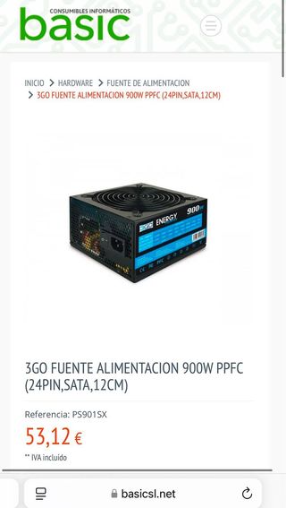 Fuente alimentación 3GO 900W