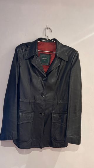 Chaqueta de cuero vintage Ramon Villamor negra