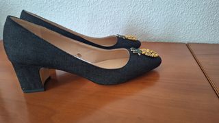 Zapatos Zara Mujer Tacon Piña Pedreria T40