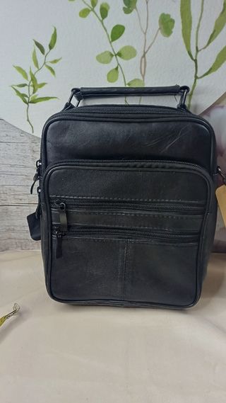 Bandolera Piel Hombre Negra Vintage