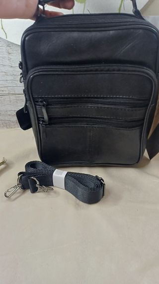 Bandolera Piel Hombre Negra Vintage