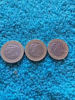 3 Monedas de 1 Euro Búho Grecia