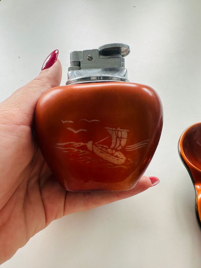 Mechero y cenicero vintage estilo oriental