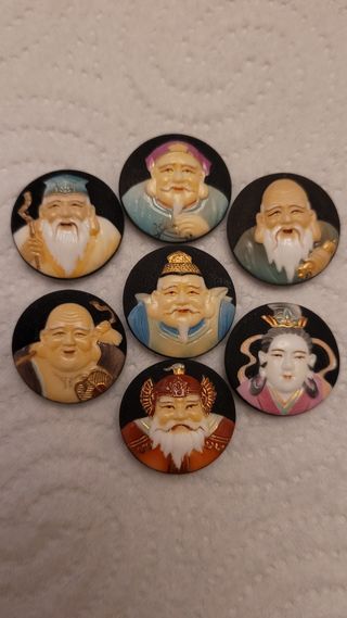 7 Botones Antiguos Japoneses Tosikane