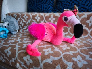 Lote Peluches Perro, Flamenco y Muñeca