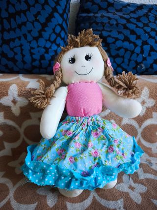 Lote Peluches Perro, Flamenco y Muñeca