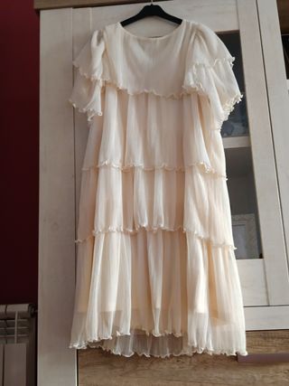 Vestido blanco volantes talla 9