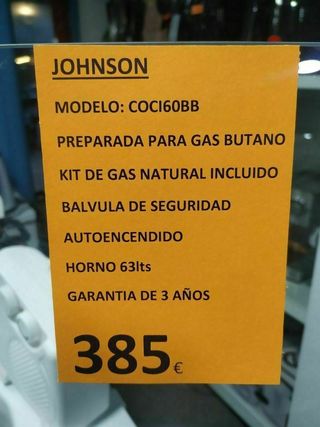 Cocina Gas Johnson COCI60BB