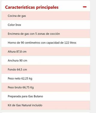 Cocina de gas butano 90 cm Inox
COCI90BX