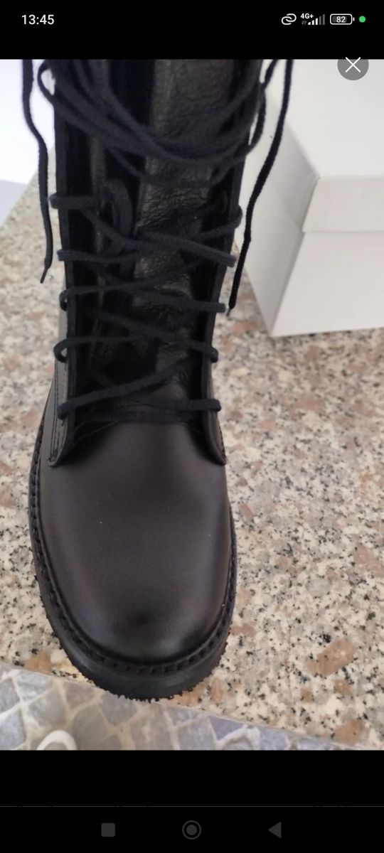 Anfibi stivali in pelle neri manifattura Italiana