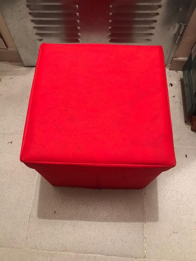 Puf Asiento Almacenaje Rojo