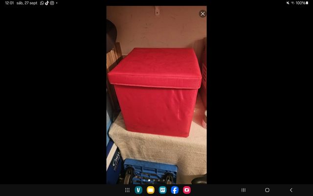 Puf Asiento Almacenaje Rojo