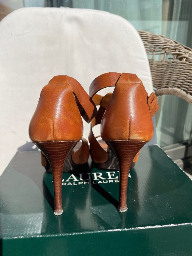 Sandalias de tacón Ralph Lauren marrones